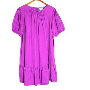 Ava & Viv Dress Purple‎ Ballon Short Sleeve Cotton Size X 14/16 *Flaw